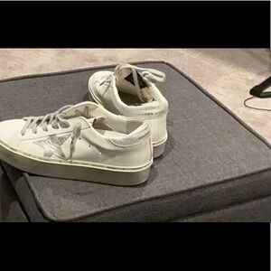 Golden Goose White and Silver Sneakers